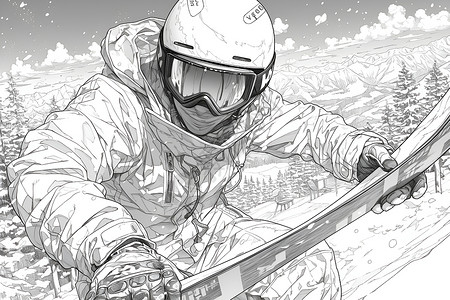 冬季运动滑雪背景滑雪的乐趣插画