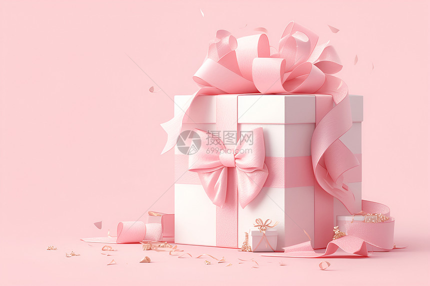 粉色温馨的礼盒图片