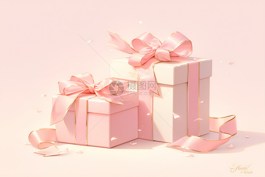 粉色的礼品盒图片
