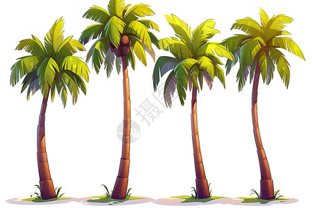 三棵树木三棵棕榈树的插图插画
