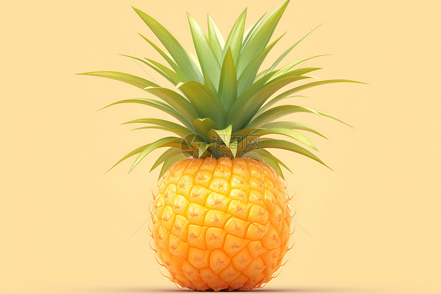 黄色背景下的菠萝图片