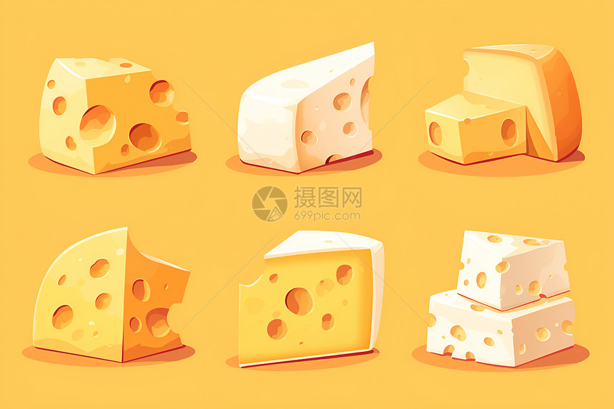 各种形状的奶酪图片
