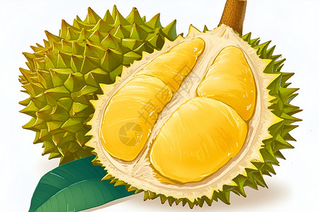 果肉菠萝蜜打开的榴莲插画