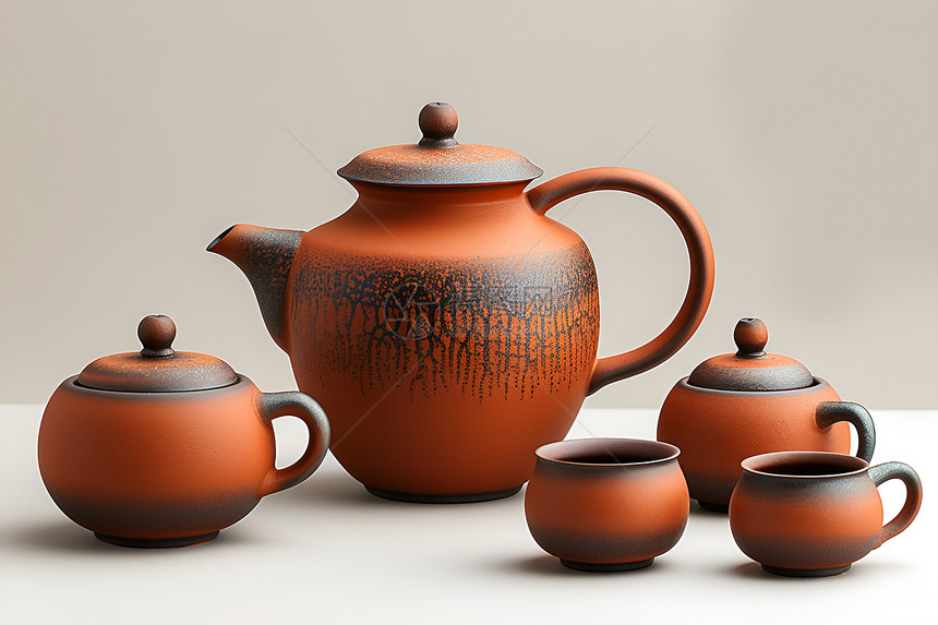 色彩温暖的陶瓷茶具图片