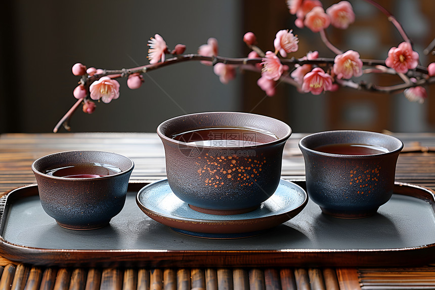 恬淡生活中的陶瓷茶具图片