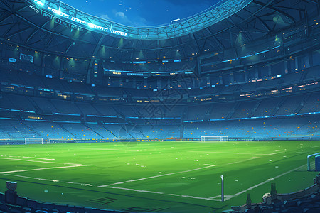 灯光足球场空旷的足球场插画