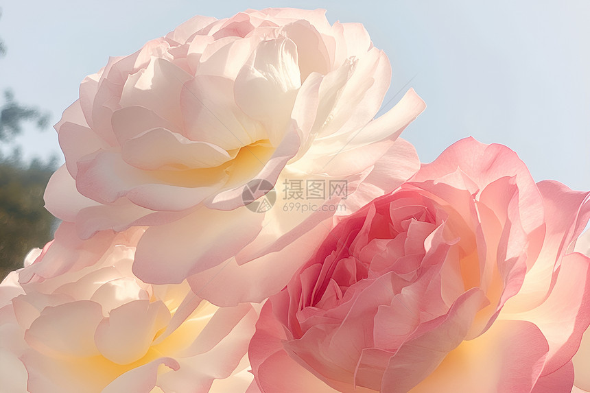 粉色和白色的玫瑰花图片