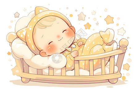 婴儿床主图梦中的宝贝插画