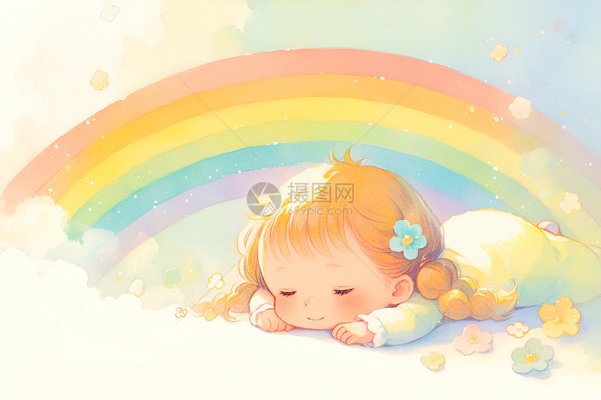彩虹梦境的宝宝图片