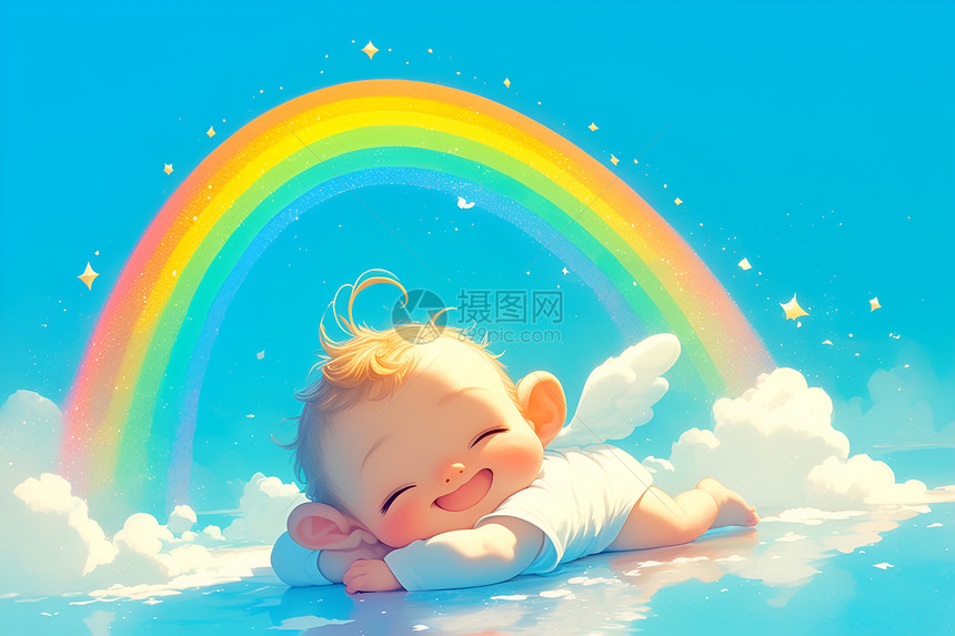彩虹中的梦幻宝贝图片