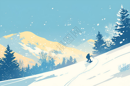 冬季的滑雪胜地插画