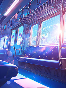地铁窗户车厢的阳光插画