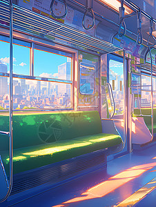 地铁座位车厢的座位插画