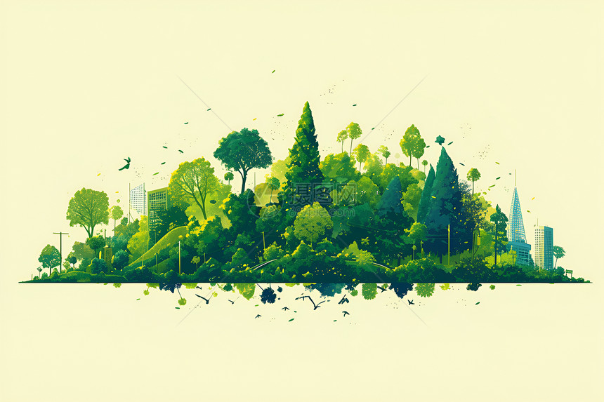 城市与树木图片