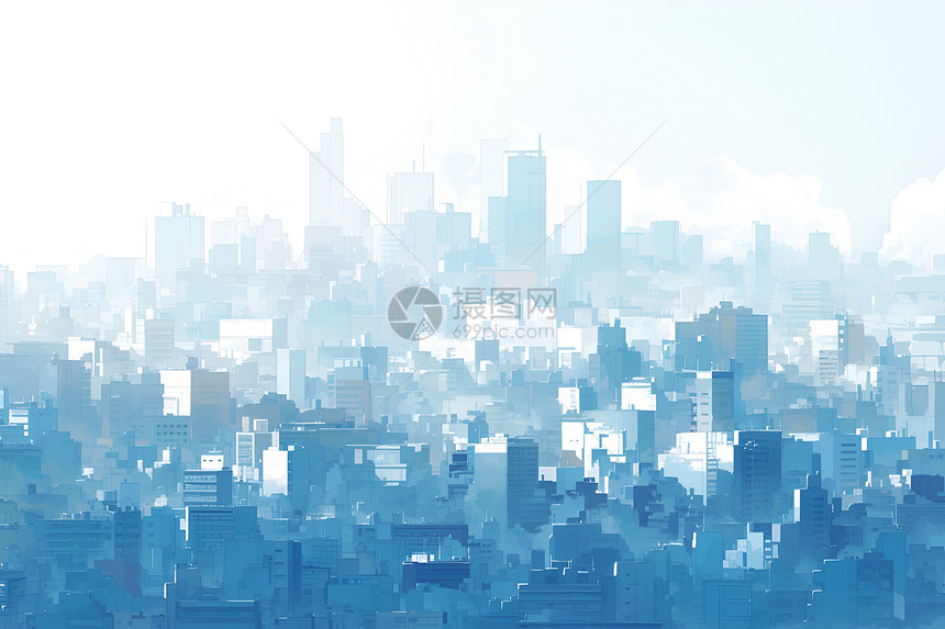 蓝色的矩阵城市图片
