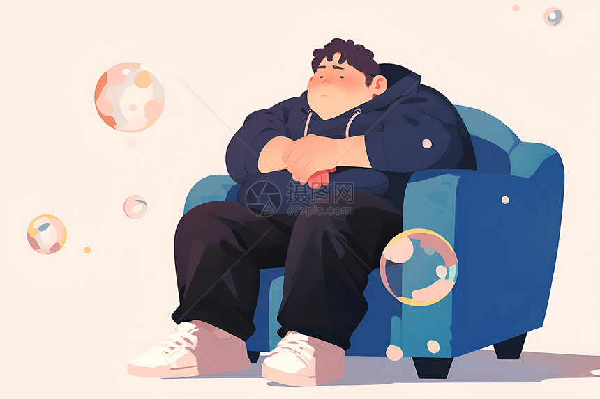 沙发上的胖子男人图片