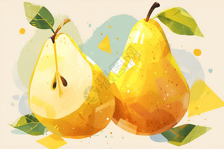 水果果肉梨的自然美插画