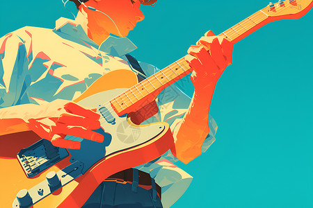 音乐艺术素材阳光的男人弹吉他插画