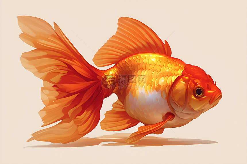 游弋的金鱼插画图片