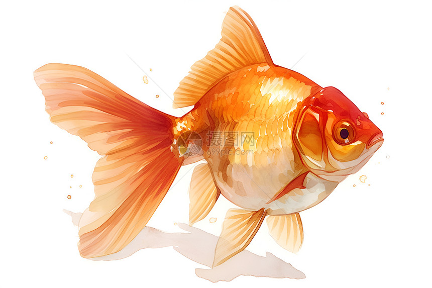 绚丽游动的金鱼绘画图片