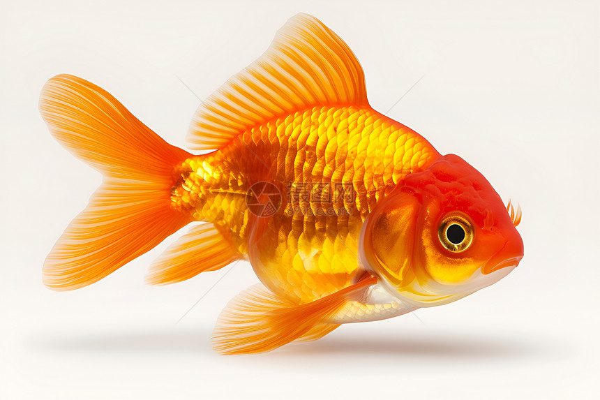 纯色背景下的金鱼图片