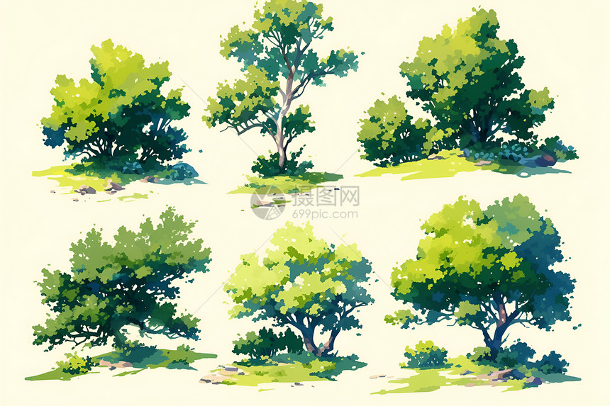 树木生长的插画图片