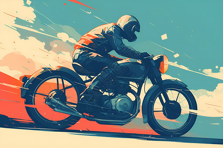 越野狂飙骑摩托车的男人插画