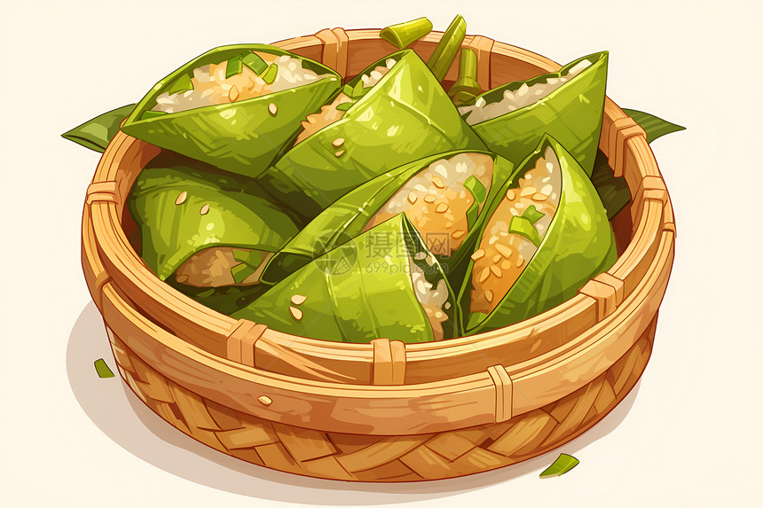竹篮里的粽子图片