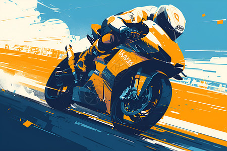 越野背景赛道上的摩托车手插画