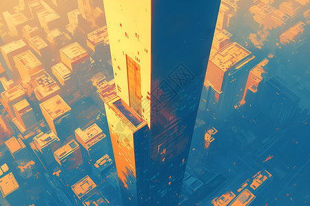 城市商务大楼巍峨的摩天大楼插画