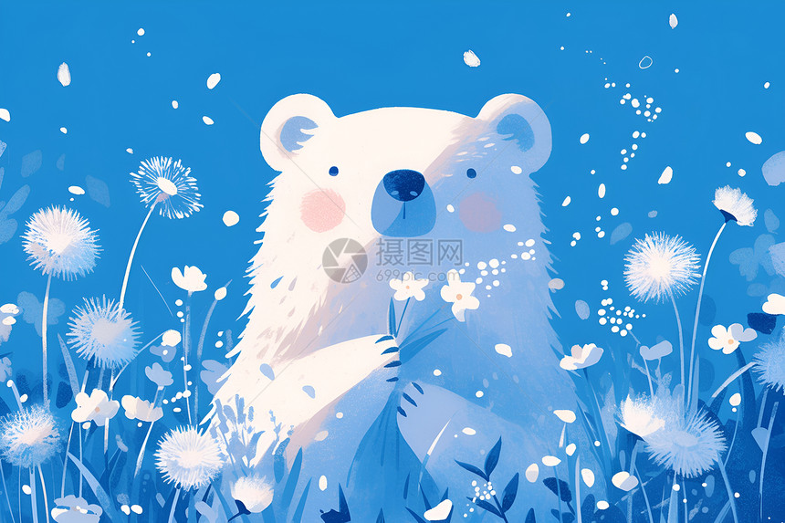 蓝天里的白熊图片