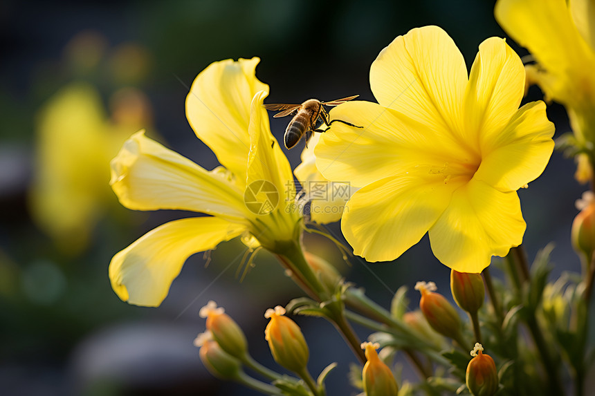 黄花上的蜜蜂图片