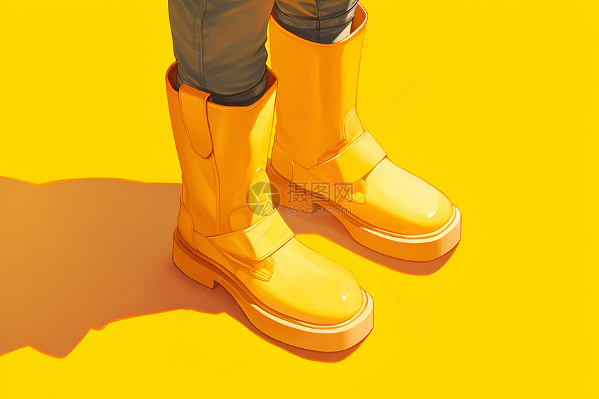黄色雨鞋的简约之美图片