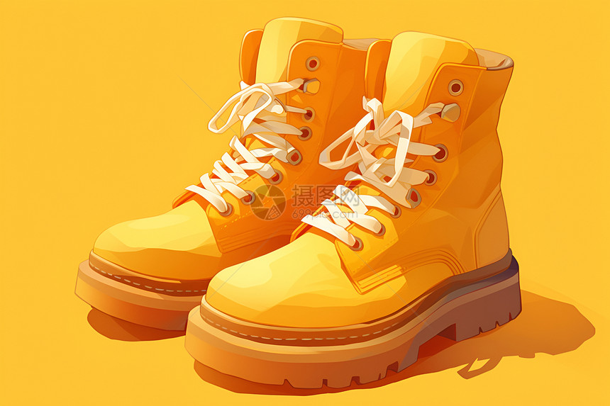 简洁黄色靴子插画图片