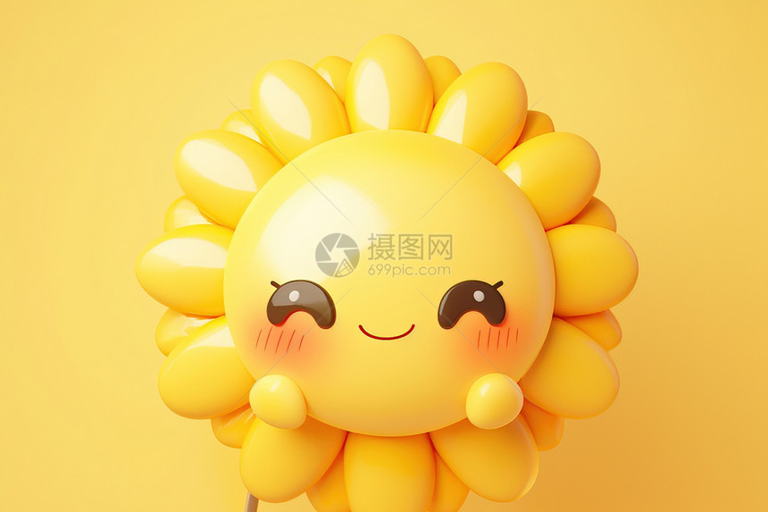 黄色的太阳气球图片