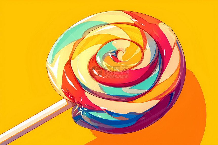 细致刻画的彩色棒棒糖图片