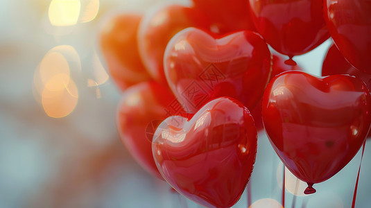 手拿爱心气球绽放的爱情红色心形气球插画