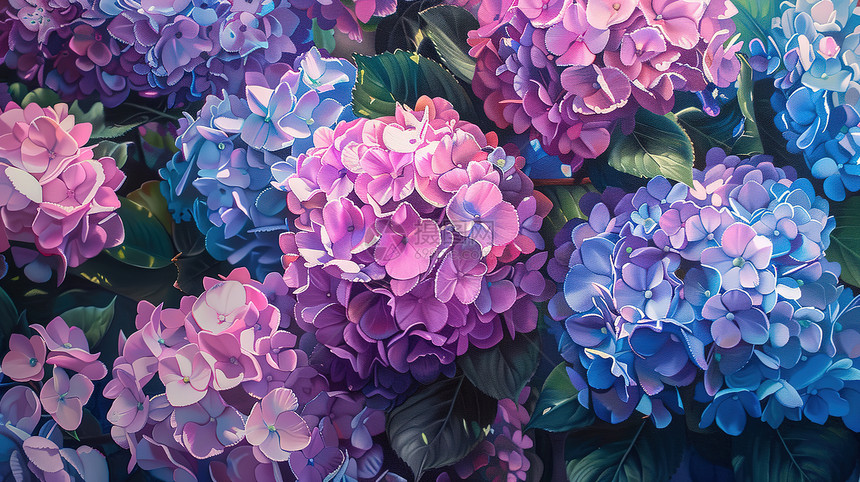 紫色和蓝色花朵图片