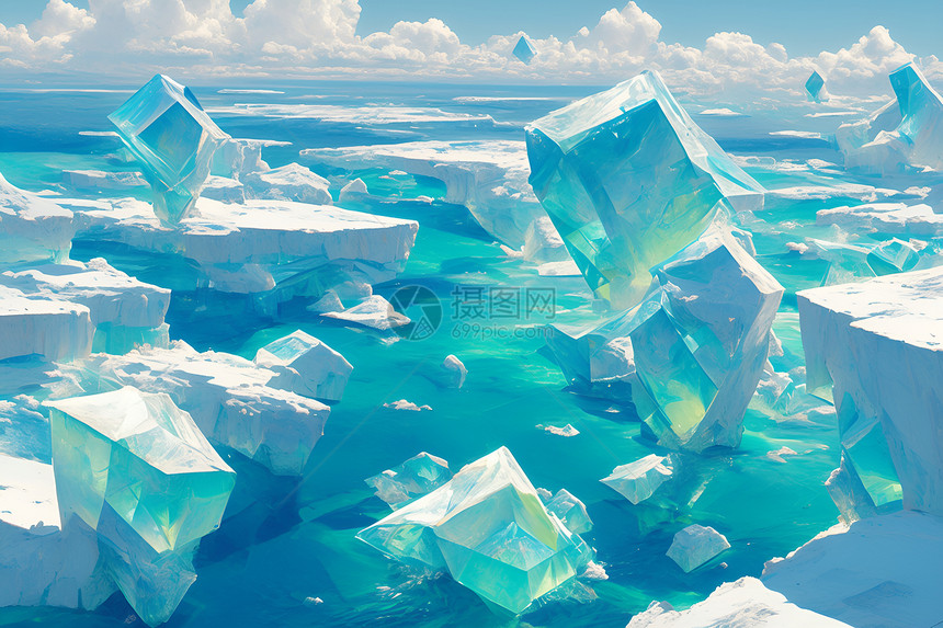 冰山漂浮于水中图片