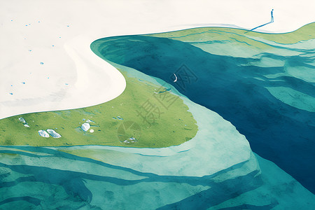 冰川大海古代冰川的一刻插画