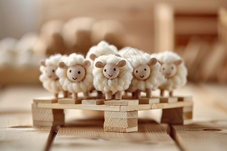 白色木板羊群在支架上插画