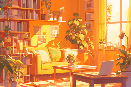 居家舒适温暖舒适的居家空间插画
