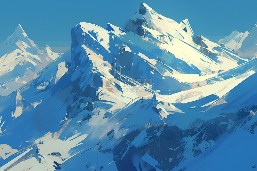 绘画中的雪山图片