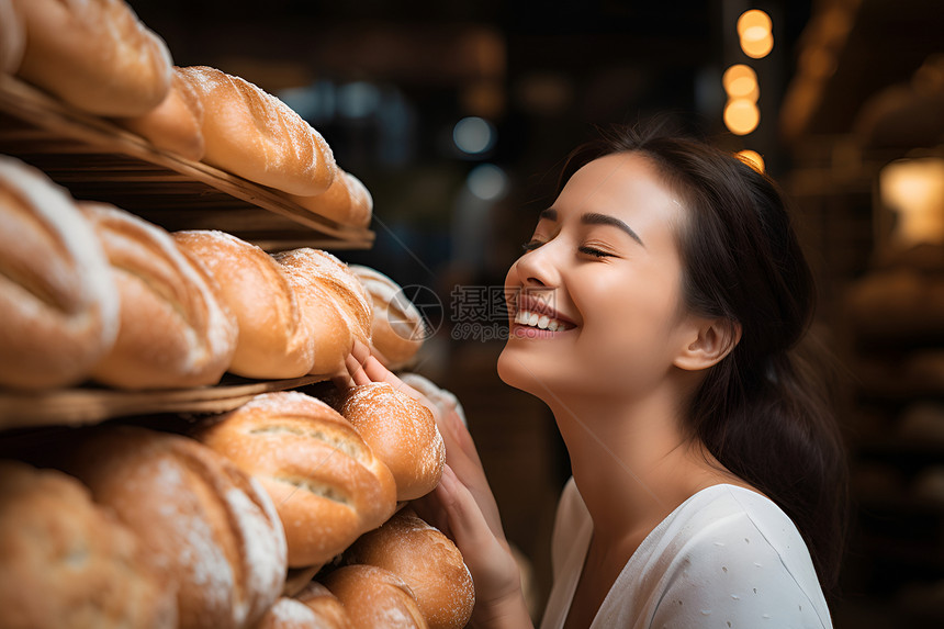 面包店里的女人图片