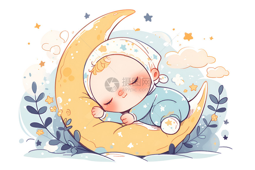 月亮上快乐的宝宝图片