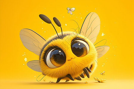 黄色背景板快乐的小蜜蜂插画插画