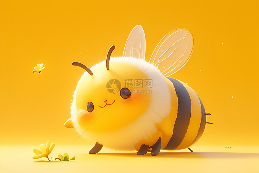 蜜蜂与黄花图片