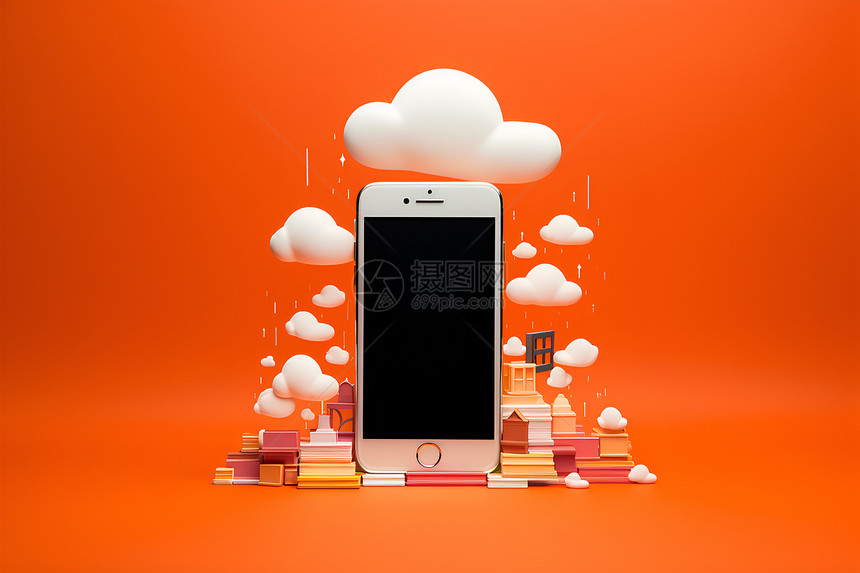 云朵下的手机图片