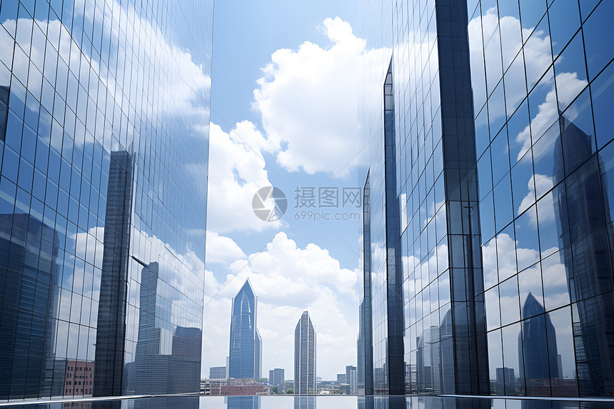 蓝天下的商业建筑图片