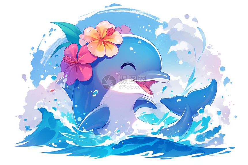 海洋中的快乐海豚图片